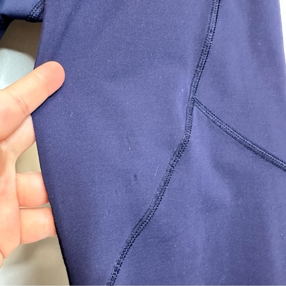 Lululemon Navy Blue Sheer Panel Reflective Ankle Leggings Sz 8 Yoga Fitness - Picture 8 of 13
